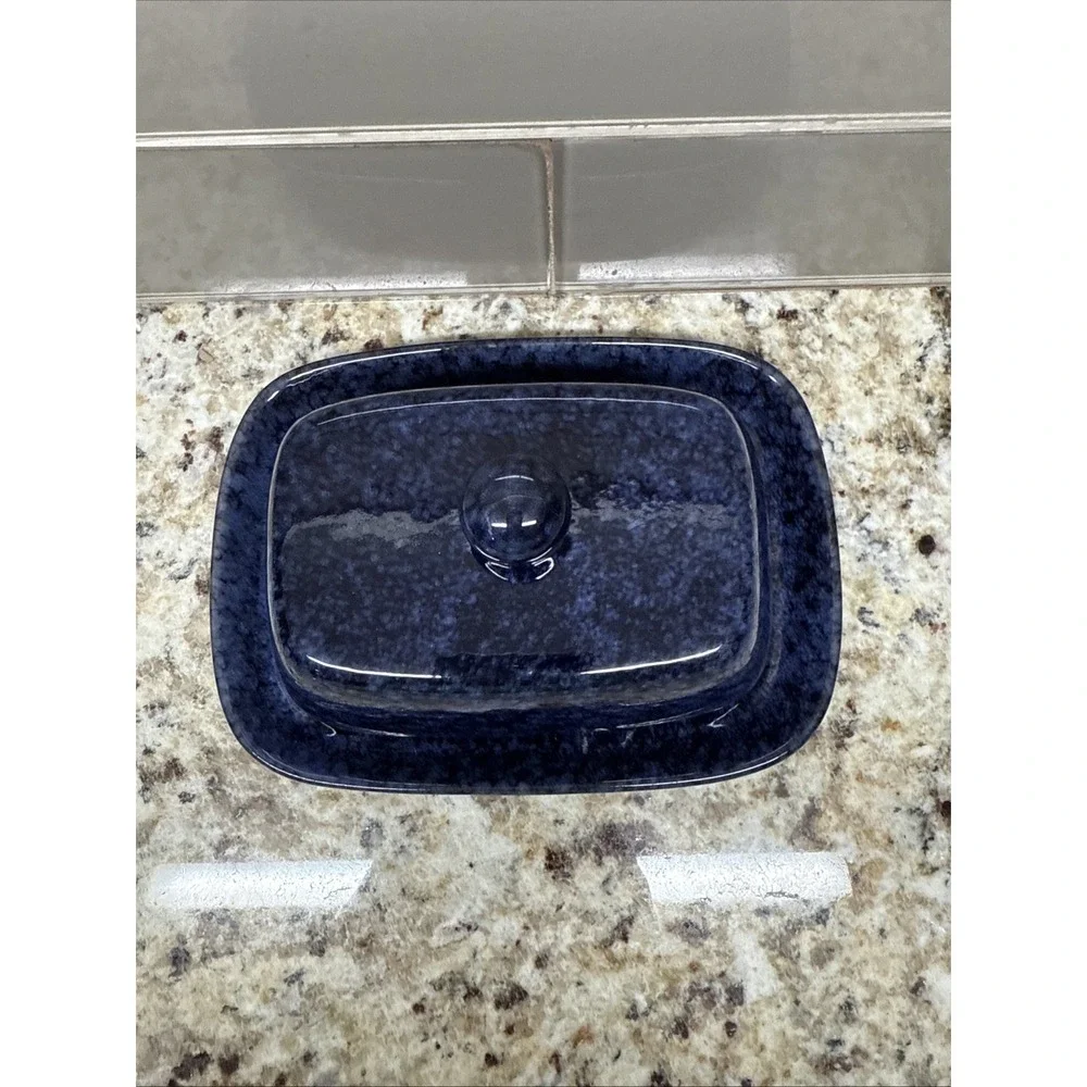 Home Essentials, Navy Blue, Ceramic Pottery, Butter Dish
